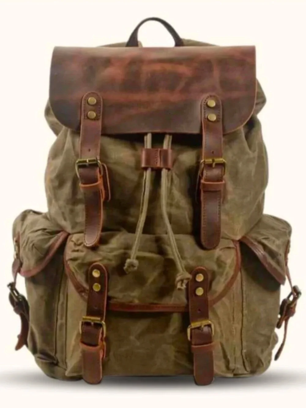 Western Leather Goods lone horse Distressed Canvas Leather Rucksack Backpack